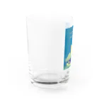 ari designの入道雲と歌川国芳の鯨（ちょっぴり派手バージョン） Water Glass :left