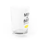 ビールとアート TM-3 Designの名画 × BEER（牛乳を注ぐ女・牛乳かビールか、それが問題だ。）黒線画 Water Glass :left