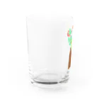 ぽこぽんやさんのお正月の門松についているナンテンをたべるスズメ Water Glass :left