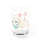 - 羽やすめのトマリ木 -の水色インコさんと春うらら Water Glass :left