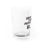 オノマトピアのペッパーミル・パフォーマンス（骨タイプ）GRIND THE PEPPER・文字黒 Water Glass :left