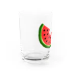 三毛猫ムタくんのスイカと猫の足跡 Water Glass :left