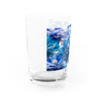 しばさおり jasmine mascotの青い花 グラス左面
