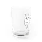 蓮の咲く場所の壁画みたいなネコ  (大中小) Water Glass :left