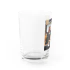 Mottan‘s Art Goods Shopの地下鉄の乗る　犬のカップル Water Glass :left