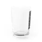 ハートと幾何学とお花のハート　黒0044 Water Glass :left