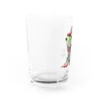 はらペコチャンネルのおしゃれなカエル（赤チェック） Water Glass :left