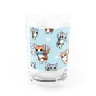 AckeeWolf Art Shopの歯ブラシをくわえたアメリカンショートヘアの子猫 Water Glass :left