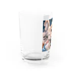 みゅうのぬいぐるみと猫ちゃんのショット Water Glass :left