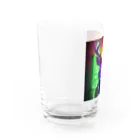 北の動物達と日常風景のポップなエゾシカ Water Glass :left