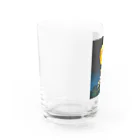 赤い鳥居の満月と岐阜城 Water Glass :left