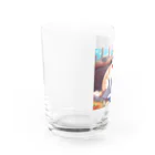 ニコちゃんのご飯の前で座り込む仕草の猫 Water Glass :left