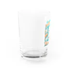 りんりんの可愛いシロクマちゃんショップ　かわいいよ！の白くてふわふわのシロクマちゃんと花々 Water Glass :left