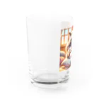 TomaTracksの骨をくわえた猫ちゃん Water Glass :left