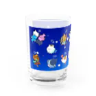 もふもふ堂の十二（十三）星座の夢溢れる猫デザイン Water Glass :left