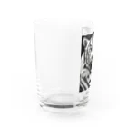 幸運のアートの白黒　ホワイトタイガー Water Glass :left
