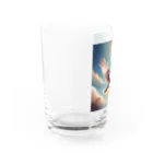 rokochanの明るい 天空で 自由に 飛ぶ 白い モズ Water Glass :left