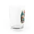 シマのバイクに乗る狼の親子 Water Glass :left