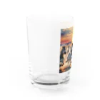 nigihayahiの夕焼けを走るシマウマ Water Glass :left