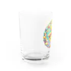 くちベタの黄色いポップなデザインのハーフムーンベタ Water Glass :left