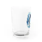 アニマル四字熟語の水彩画で描かれたシャチ　ジャンプする Water Glass :left