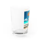 猫と紡ぐ物語の南国の海で一時のバカンスを楽しむ Water Glass :left