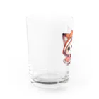 Snow-peaceの可愛いキツネのフードをかぶった子猫のイラスト Water Glass :left