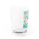 kaerinofficeのイルカとカモメが楽しく泳ぐ海の中で、きらめく虹が見えます🌈  Water Glass :left