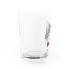 はねまる ショップのCharlie the Cat(赤リボン) Water Glass :left