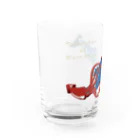 Kinkadesign うみのいきものカワイイShopのマッコウクジラVSダイオウイカ Water Glass :left