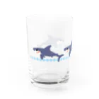 わおさきの青い三連サメ Water Glass :left