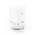 きゃらきゃらマキアートのもっふりスズメとシマエナガ(青) Water Glass :left