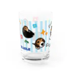 イラストカフェ（ビーグル）のビーグル★ストライプ（ブルー） Water Glass :left