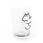 サメとメンダコ[namelessmm2]のサメとメンダコのラインロゴ(black) Water Glass :left