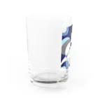rioka24ki10の丸模様　青 Water Glass :left