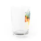 Akiyoのフィレンツェ画房 のオレンジ・黄・ブルーの炎 Water Glass :left