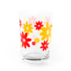 (^ω^)∩　　よ⊃のレトロな花柄　赤+黄 Water Glass :left