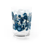 Japanese Fabric Flower coconの花群生紋様　縹×月白 Water Glass :left