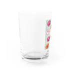 AKの花柄　×  ボーダー　グリーン Water Glass :left
