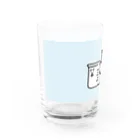 うえたに夫婦のビーカーくんロゴ水色背景 Water Glass :left