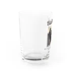 ひよっこデザインの凛々しい黒猫 Water Glass :left