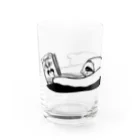 Poooompadoooourの本と、なまけもの(モノクロ) Water Glass :left