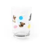 おさんぽわんこの仲良し鼻ぺちゃワン達&ドット Water Glass :left