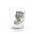 消しゴムはんこ にわぞの＠SUZURIの虎と女の子「依存」 Water Glass :left
