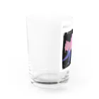 3Nyan's Mom 〜猫グッズ屋さん〜の黒ピンク 伸び猫 Water Glass :left