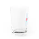 幼稚園児のあかうんと📛の赤と水色 チューリップ Water Glass :left