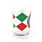 野田　尚花のクリスマスリースと猫　アーガイル柄 Water Glass :left