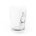 かえるはるきのこ（RURUKO)のネコとミミズク Water Glass :left