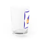 一般のオレンジ×ブルーの文鳥 Water Glass :left
