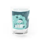 オムタマスタジオの雪だるまと雪うさぎ Water Glass :left